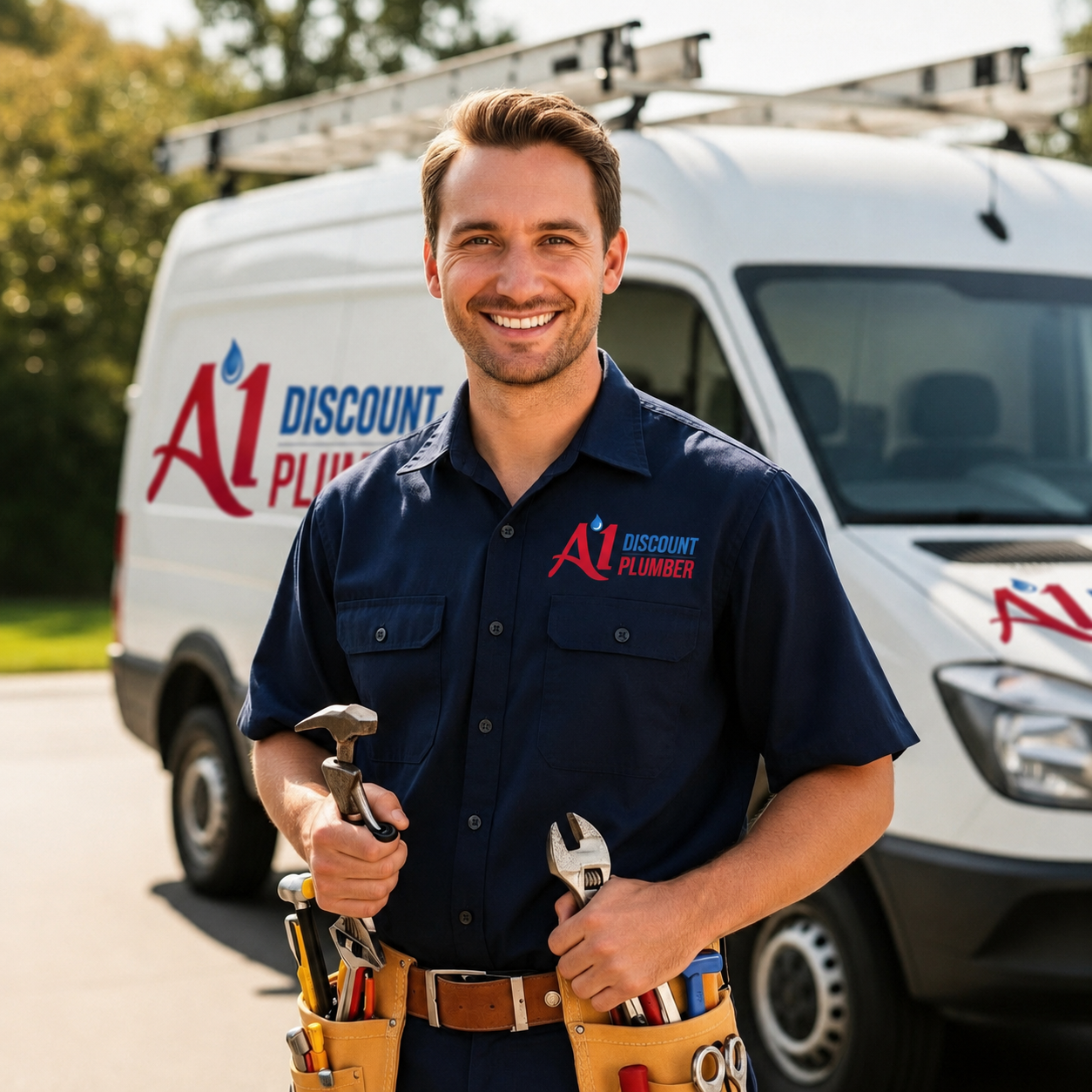 A1 Discount Plumber technician with service van